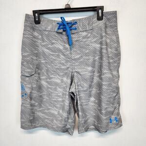 Under Armour UA Reblek Boardshorts Mens 32 Gray Blue 10" Inseam 1271514